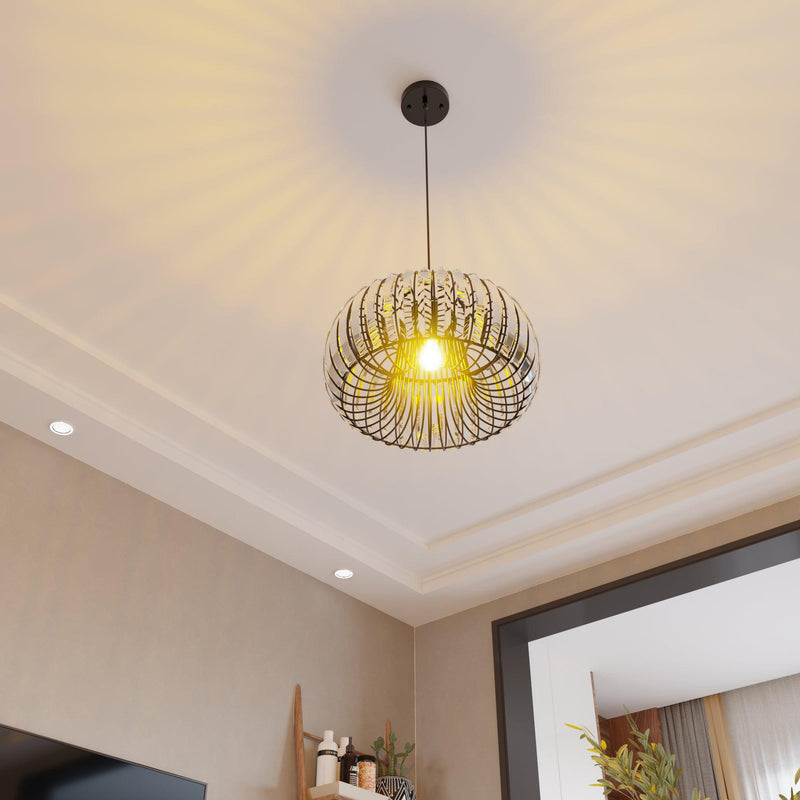 Modern Oblate Black Crystal Chandelier Fixture, Ceiling Pendant light for Living Room, Bedroom, Kitchen, Dining Room, Hallway, Adjustable Color Temperature, Dimmable, 120V, E26, W16.5*L31.5 - Supfirm