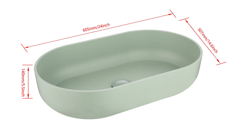 Modern Oval 24"x14" Above Bathroom Vessel Sink, Bathroom Sink for Lavatory Vanity Cabinet - Supfirm