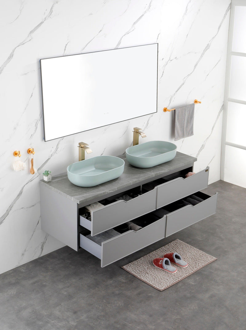 Modern Oval 24"x14" Above Bathroom Vessel Sink, Bathroom Sink for Lavatory Vanity Cabinet - Supfirm