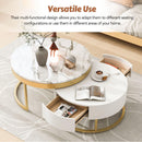 Modern Round Nesting Coffee Table with Drawers in White - Supfirm