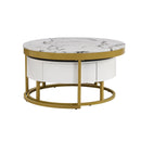 Modern Round Nesting Coffee Table with Drawers in White - Supfirm