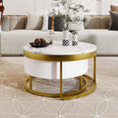 Modern Round Nesting Coffee Table with Drawers in White - Supfirm