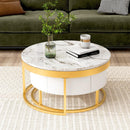 Modern Round Nesting Coffee Table with Drawers in White - Supfirm