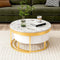 Modern Round Nesting Coffee Table with Drawers in White - Supfirm