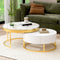 Modern Round Nesting Coffee Table with Drawers in White - Supfirm