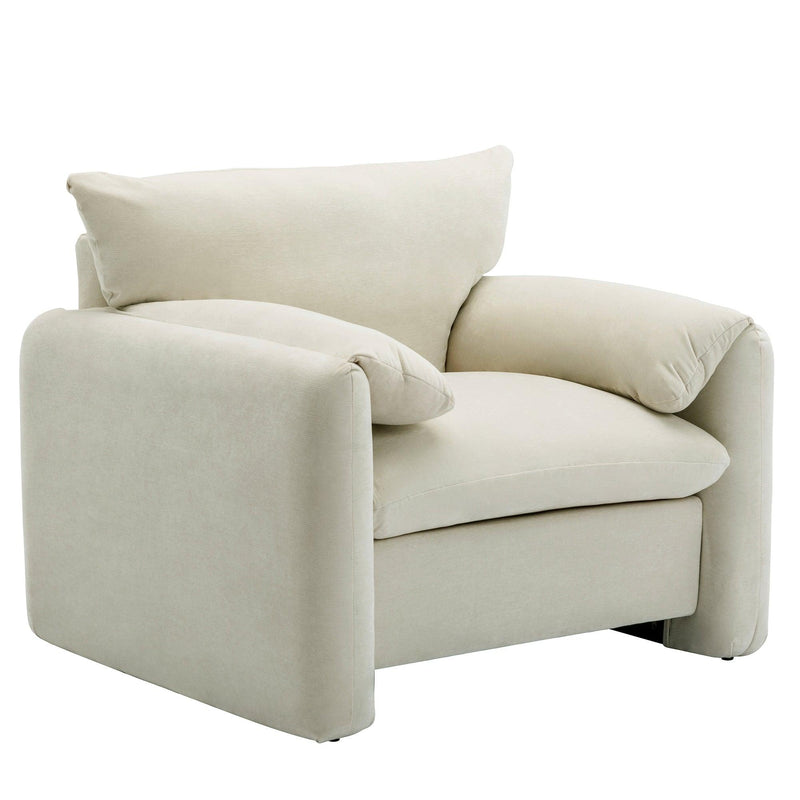 Modern Style Chenille Oversized Armchair Accent Chair Single Sofa Lounge Chair 38.6'' W for Living Room, Bedroom,Cream - Supfirm