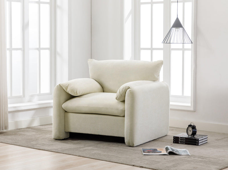 Modern Style Chenille Oversized Armchair Accent Chair Single Sofa Lounge Chair 38.6'' W for Living Room, Bedroom,Cream - Supfirm