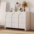 Modern Style Six-Drawer Dresser Sideboard Cabinet Ample Storage Spaces for Living Room, Children's Room, Adult Room, Half Gloss White - Supfirm