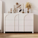 Modern Style Six-Drawer Dresser Sideboard Cabinet Ample Storage Spaces for Living Room, Children's Room, Adult Room, Half Gloss White - Supfirm