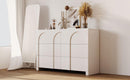 Modern Style Six-Drawer Dresser Sideboard Cabinet Ample Storage Spaces for Living Room, Children's Room, Adult Room, Half Gloss White - Supfirm