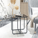 Modern Tempered Glass Coffee Table End Table Side Table for Living Room,bedroom, Black - Supfirm