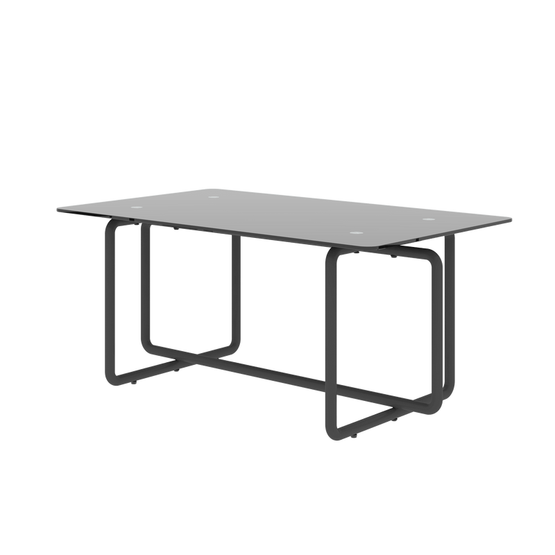 Modern Tempered Glass Tea Table Coffee Table, Table for Living Room,Black - Supfirm