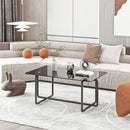 Modern Tempered Glass Tea Table Coffee Table, Table for Living Room,Black - Supfirm