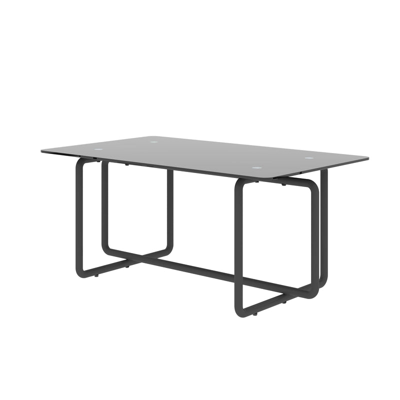 Modern Tempered Glass Tea Table Coffee Table, Table for Living Room,Black - Supfirm