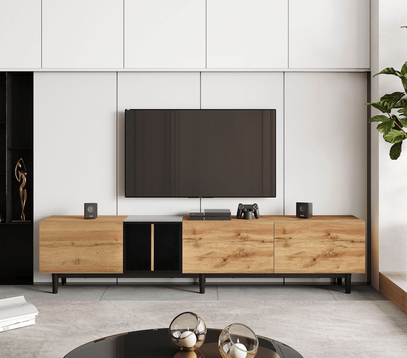 Modern TV Stand for 80'' TV with 3 Doors, Media Console Table, Entertainment Center with Large Storage Cabinet for Living Room, Bedroom - Supfirm