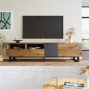 Modern TV Stand for 80'' TV with Double Storage Space, Media Console Table, Entertainment Center with Drop Down Door for Living Room, Bedroom, Home Theatre - Supfirm