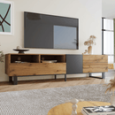 Modern TV Stand for 80'' TV with Double Storage Space, Media Console Table, Entertainment Center with Drop Down Door for Living Room, Bedroom, Home Theatre - Supfirm