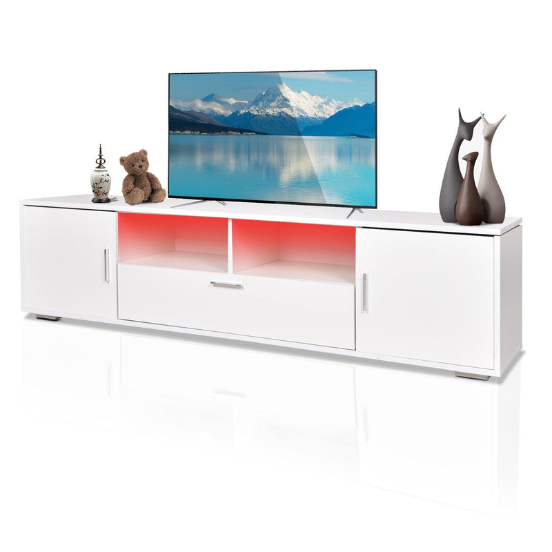 Modern TV stand with LED Lights Entertainment Center TV cabinet with Storage for Up to 75 inch for Gaming Living Room Bedroom - Supfirm