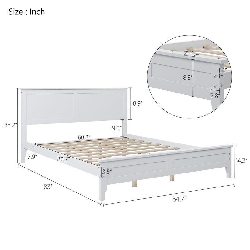 Modern White Solid Wood Queen Platform Bed (old sku:WF283525AAK), Common - Supfirm