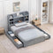 Multi-functional Full Size Bed Frame with 4 Under-bed Portable Storage Drawers and Multi-tier Bedside Storage Shelves, Grey - Supfirm