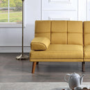 Mustard Polyfiber 1pc Adjustable Tufted Sofa Living Room Solid wood Legs Comfort Couch - Supfirm