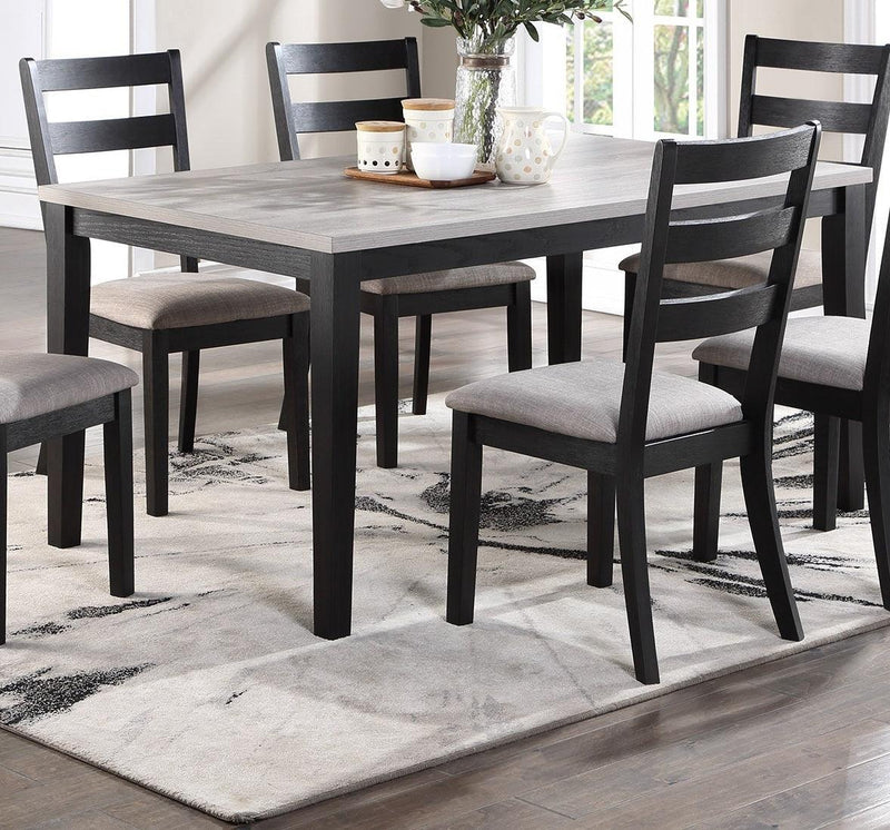 Natural Simple Wooden Table Top 7pc Dining Set Dining Room Furniture Ladder back Side Chairs Cushion Seat light 2-Tone Sand Fabric. - Supfirm