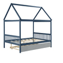 NAVY BLUE HOUSE FULL BED WITH TRUNDLE OF GREY COLOR - Supfirm