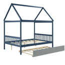 NAVY BLUE HOUSE FULL BED WITH TRUNDLE OF GREY COLOR - Supfirm