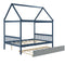 NAVY BLUE HOUSE FULL BED WITH TRUNDLE OF GREY COLOR - Supfirm