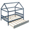 NAVY BLUE HOUSE FULL BED WITH TRUNDLE OF GREY COLOR - Supfirm