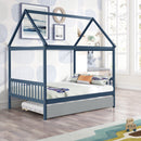 NAVY BLUE HOUSE FULL BED WITH TRUNDLE OF GREY COLOR - Supfirm