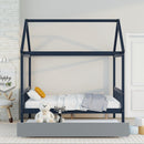 NAVY BLUE HOUSE FULL BED WITH TRUNDLE OF GREY COLOR - Supfirm