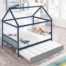 NAVY BLUE HOUSE FULL BED WITH TRUNDLE OF GREY COLOR - Supfirm