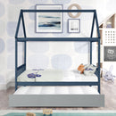 NAVY BLUE HOUSE FULL BED WITH TRUNDLE OF GREY COLOR - Supfirm