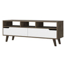 New Haven 2-Drawer 3-Shelf TV Stand Dark Walnut and White - Supfirm