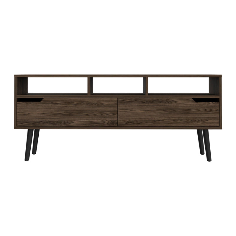 New Haven 2-Drawer 3-Shelf TV Stand Dark Walnut - Supfirm