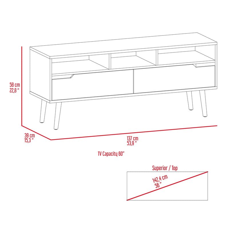 New Haven 2-Drawer 3-Shelf TV Stand Dark Walnut - Supfirm