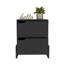 Nightstand Brookland, Bedside Table with Double Drawers and Sturdy Base, Black Wengue Finish - Supfirm