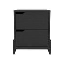 Nightstand Brookland, Bedside Table with Double Drawers and Sturdy Base, Black Wengue Finish - Supfirm