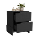 Nightstand Brookland, Bedside Table with Double Drawers and Sturdy Base, Black Wengue Finish - Supfirm