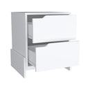 Nightstand Brookland, Bedside Table with Double Drawers and Sturdy Base, White Finish - Supfirm