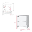 Nightstand Brookland, Bedside Table with Double Drawers and Sturdy Base, White Finish - Supfirm