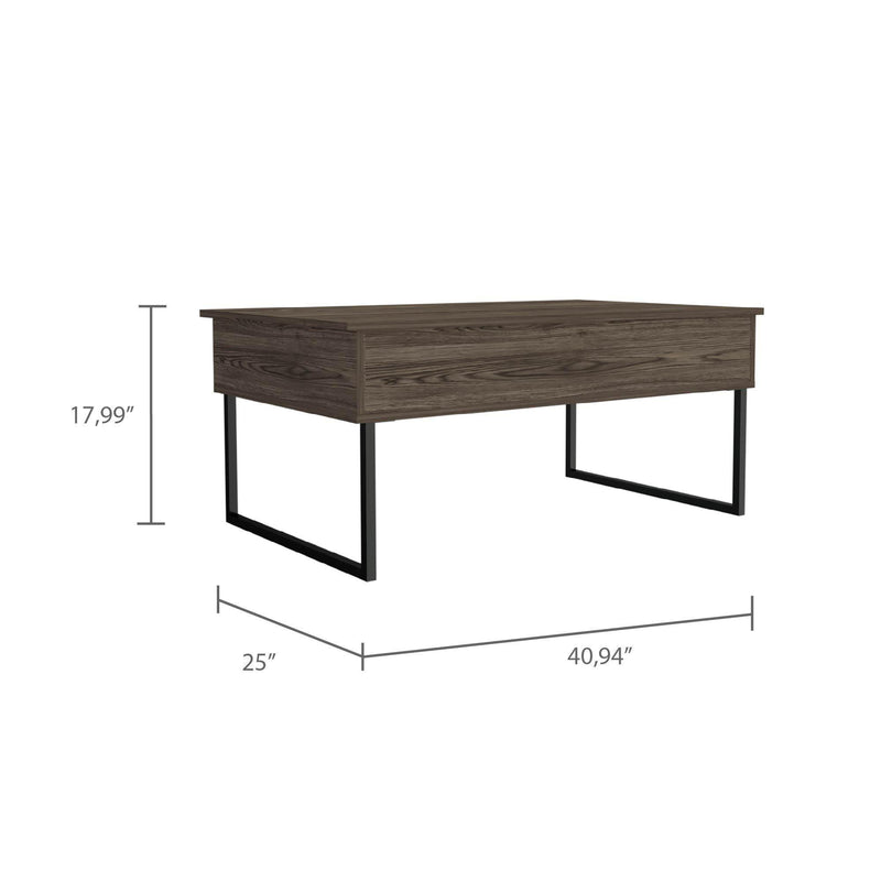 Nora Lift Top Coffee Table,Two Legs -Dark Walnut - Supfirm