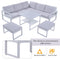 [Not allowed to sell to Wayfair]U_Style Industrial Style Outdoor Sofa Combination Set With 2 Love Sofa,1 Single Sofa,1 Table,2 Bench - Supfirm