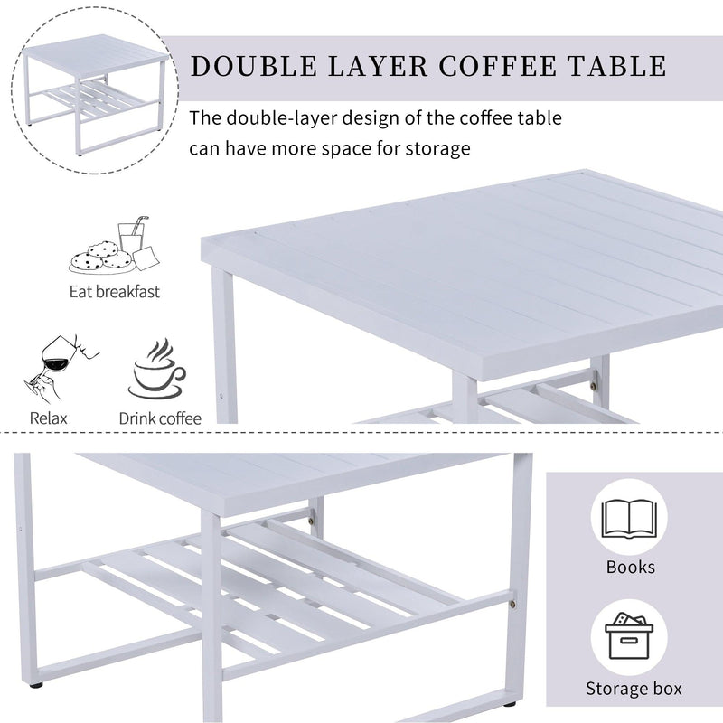 [Not allowed to sell to Wayfair]U_Style Industrial Style Outdoor Sofa Combination Set With 2 Love Sofa,1 Single Sofa,1 Table,2 Bench - Supfirm