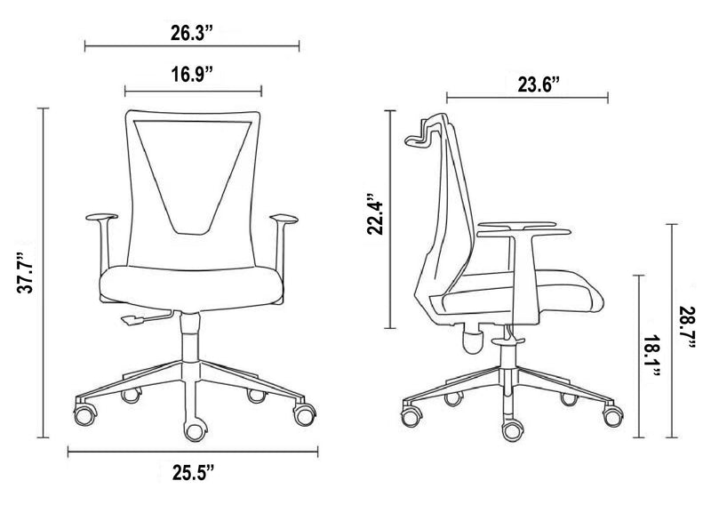 Office Chair Armin, Nylon Base Black, Fixed Armrest, Black Wengue/ Smoke Finish - Supfirm