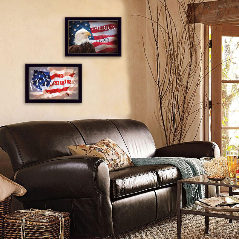Supfirm "Oh Beautiful America Collection" 2-Piece Vignette By L. Rader and L. Deiter, Printed Wall Art, Ready To Hang Framed Poster, Black Frame - Supfirm
