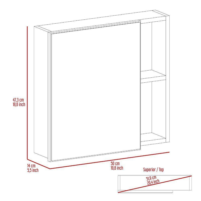 Supfirm Oman Medicine Cabinet, Three Internal Shelves, Single Door, Two External Shelves -Light Gray - Supfirm