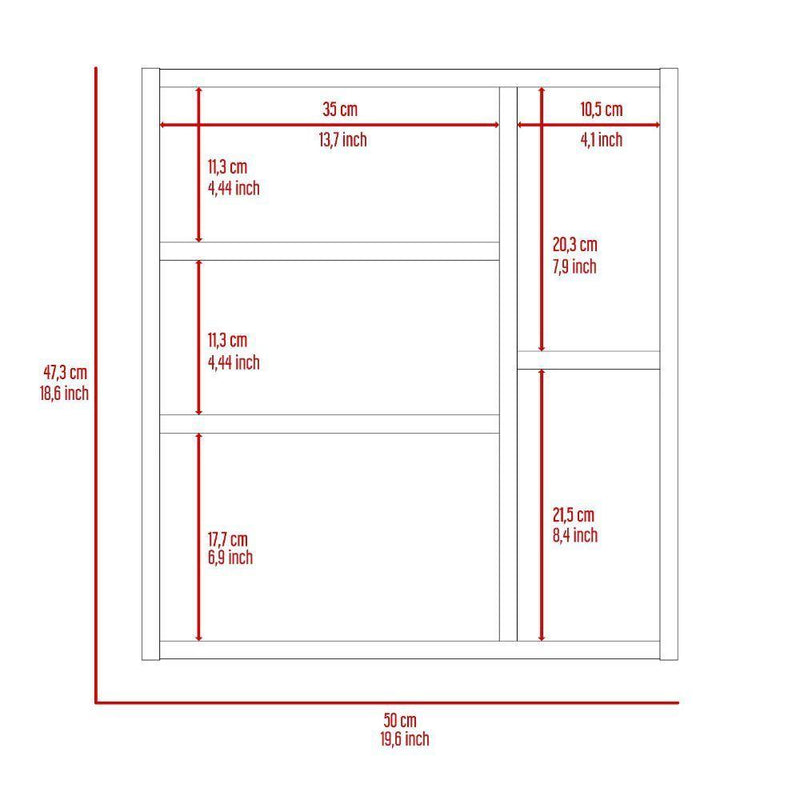 Supfirm Oman Medicine Cabinet, Three Internal Shelves, Single Door, Two External Shelves -Light Gray - Supfirm