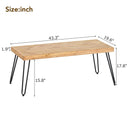 ON-TREND Modern Coffee Table, Easy Assembly Tea Table, Cocktail Table with w/Chevron Pattern & Metal Hairpin Legs for Living Room, Ash Wood Finished - Supfirm